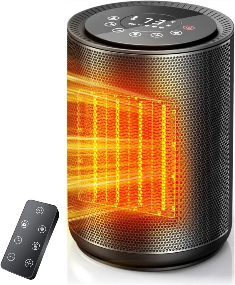 Electactic Small Space Heaters for Indoor Use, Mini Portable Electric Heaters Fan with Thermostat & Remote, LED Touch Screen, 24H Timer, Eco Mode, Desk Ceramic Heater for Office/Bedroom/Bathroom/RV - Image 1